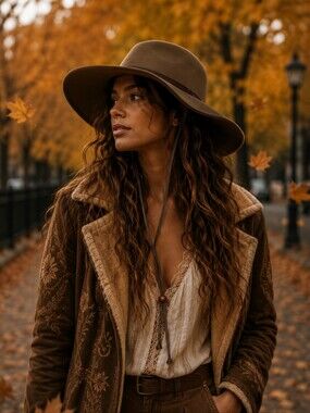 Brooklyn Hat Company Brown Felt Wool Fedora Hat Wide Brim Chin Strap Women’s OS